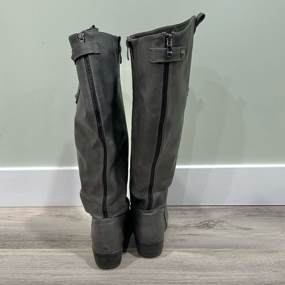 Dream Pairs Tall Riding Gray Faux Leather Fur Lined Boots Full Zip Up Size 8 - Picture 4 of 11